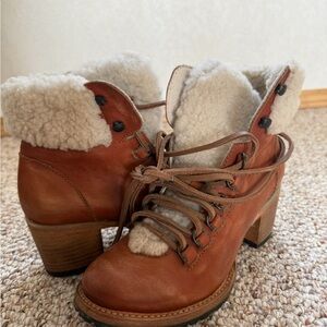 Freebird by Steven Tan Leather Ankle Boots with Shearling